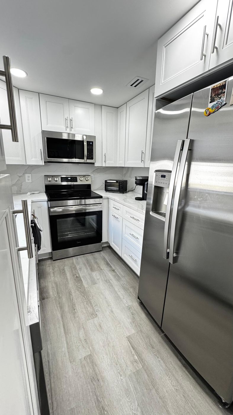 Gray quartz kitchen counter detail